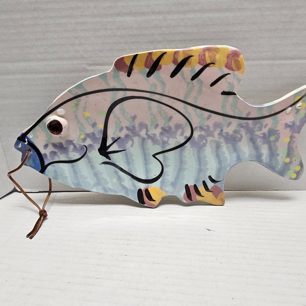Pottery Signed Hand Crafted Ceramic Wall Art Animal Fish Decor Plate J Jim Rice